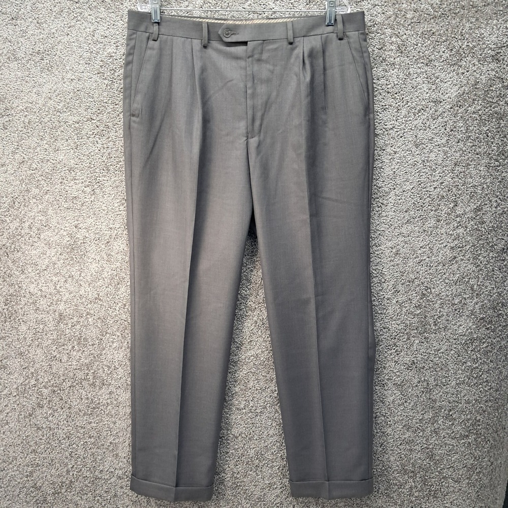 Lauren Ralph Lauren Mens Gray Pleated Cuffed Dress Pants 36x32